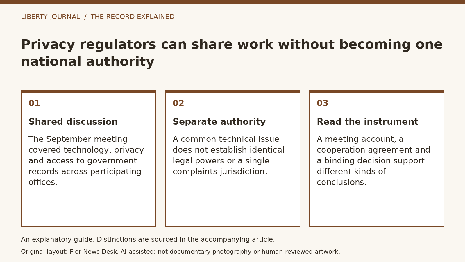 Explanatory diagram: Shared discussion; Separate authority; Read the instrument.
