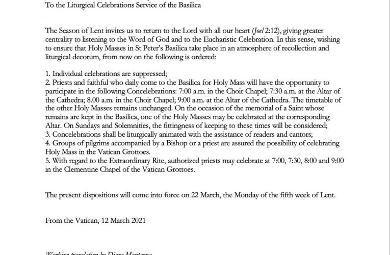 The Vatican Suppresses celebration of all “individual” Masses including Extraordinary Form at St. Peter’s