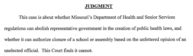 Missouri Court Strikes Down COVID Mandates in Savage Decision