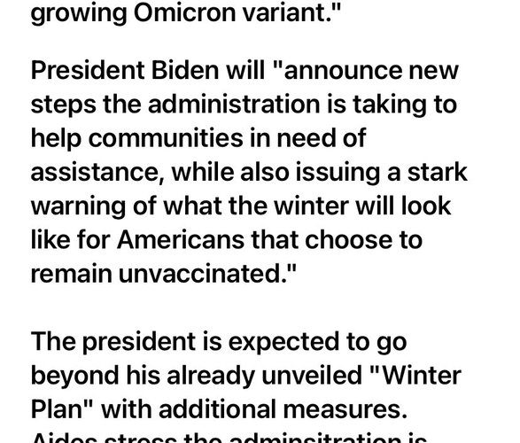 Biden to issue ‘stark warning’ to unvax’d Americans, announce new COVID-19 measures.