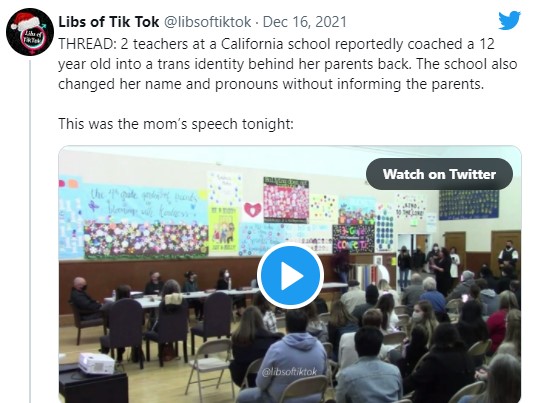 Shock — Teachers at Cali school coached 12 year old into trans identity behind her parents back — They Confront School Board